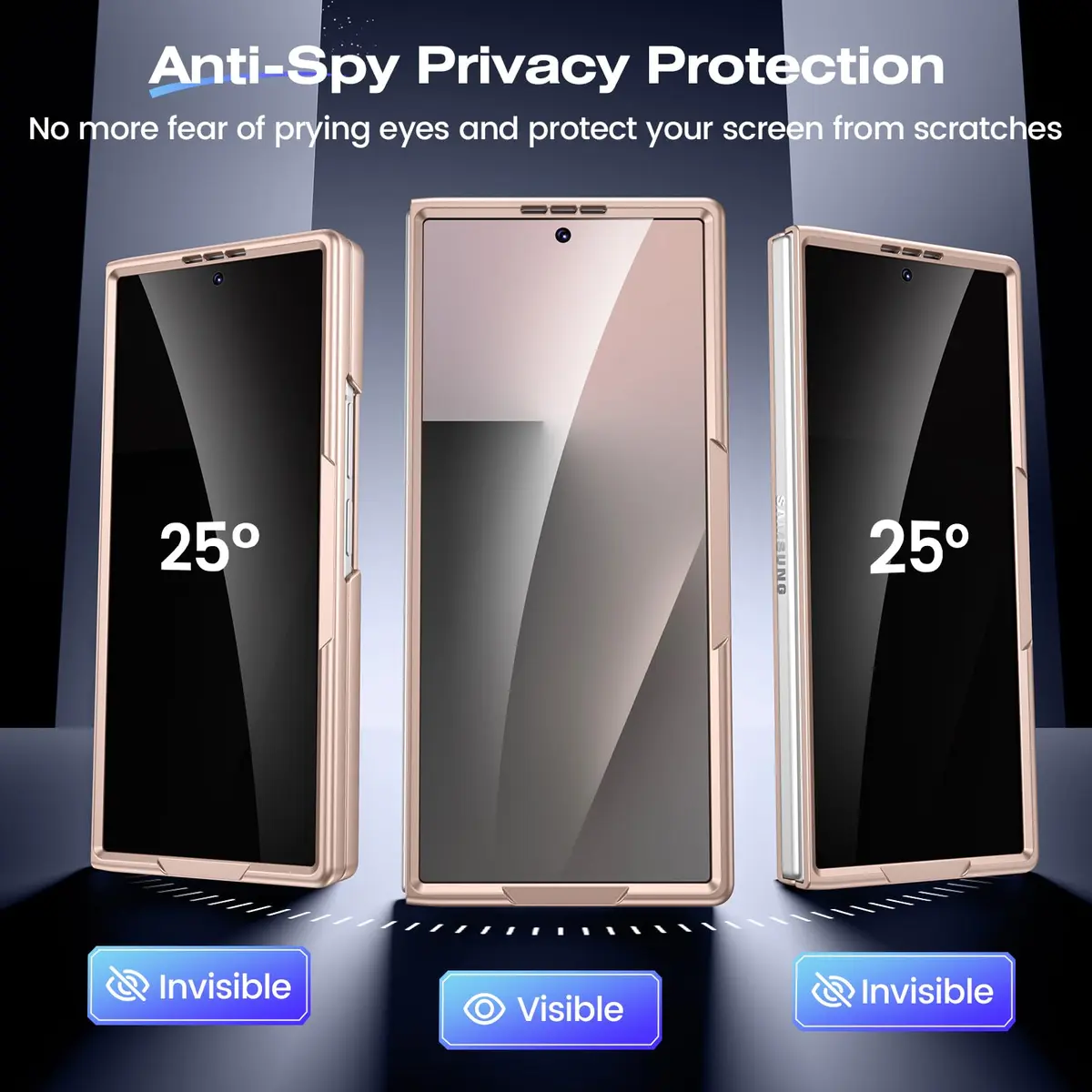 Ruky Gold Case with Kickstand & Privacy Screen Protector for Samsung Galaxy Z Fold 7 | Built-in Stand, Full Body Protection - view 4