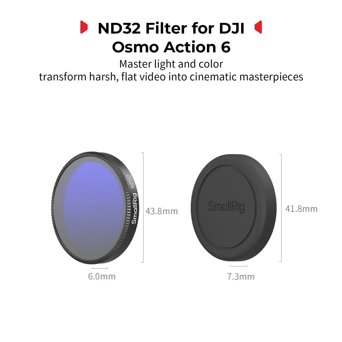 SmallRig ND32 Filter for DJI Osmo Action 6 43mm (1.7in) | Snap-On Neutral Density Filter with Lens Cover - view 4