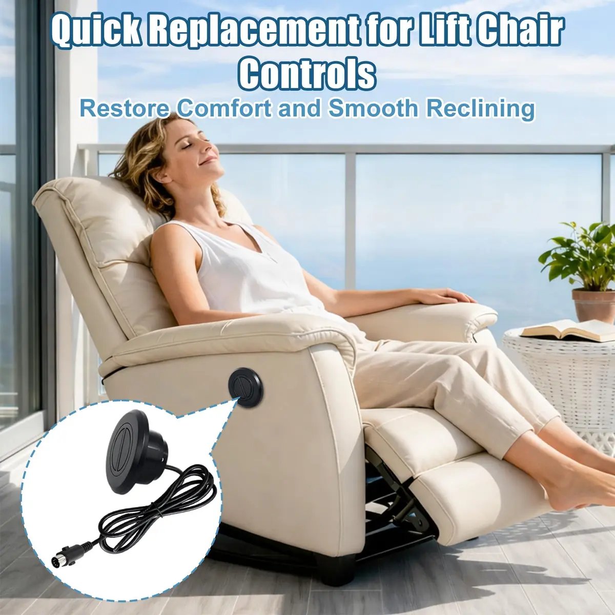 Podoy 2-Button Power Recliner Hand Control 6 ft Cord | Durable, Universal Fit (70-120 chars) - view 7