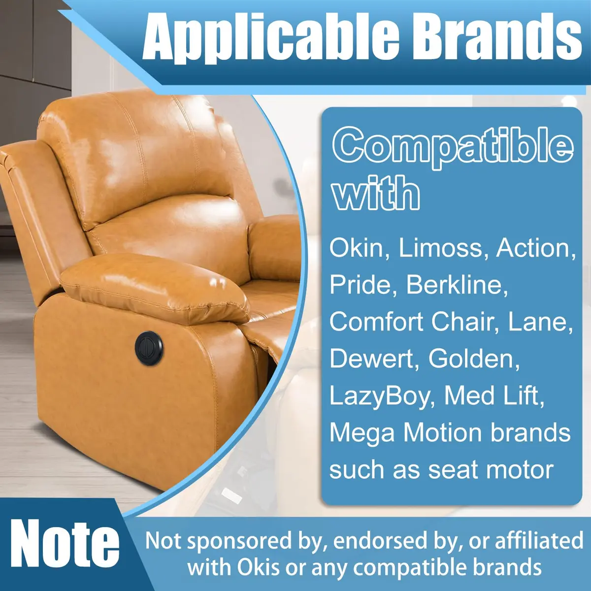 Podoy 2-Button Power Recliner Hand Control 6 ft Cord | Durable, Universal Fit (70-120 chars) - view 4