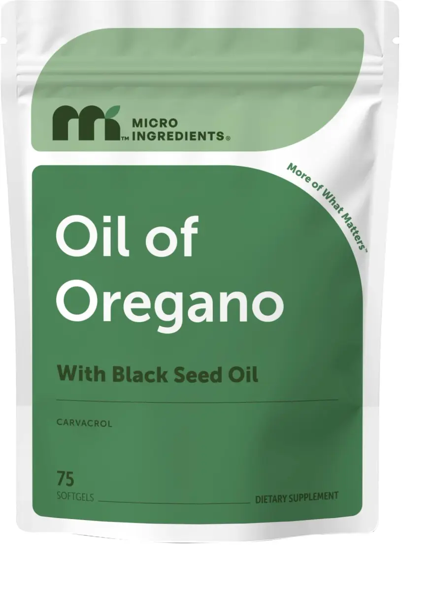 Micro Ingredients Oil of Oregano with Black Seed Oil Softgels 75 Count | 2-in-1 Complex with 4X Carvacrol & Thymoquinone, Plant Based, Non-GMO, Gluten-Free - main product image