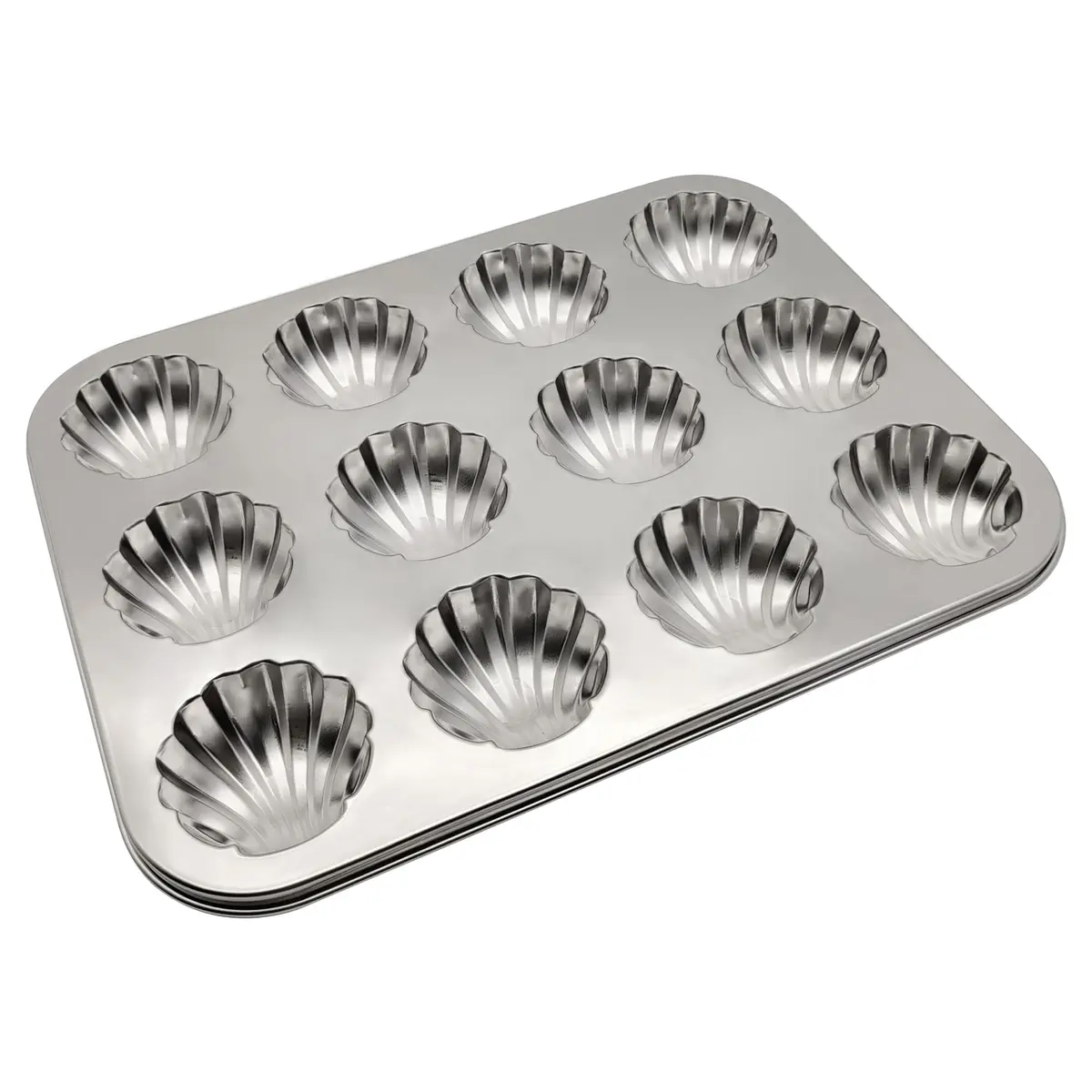 Fox Run Stainless Steel Scallop Shell Madeleine Pan, 12 French Cookie Molds | 34.1 cm x 42.2 cm x 10.5 cm - view 5