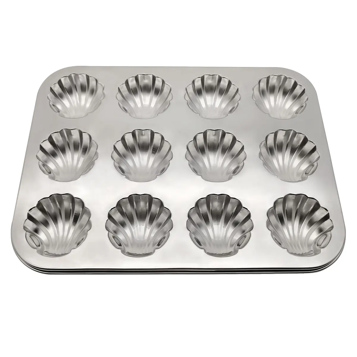 Fox Run Stainless Steel Scallop Shell Madeleine Pan, 12 French Cookie Molds | 34.1 cm x 42.2 cm x 10.5 cm - view 4