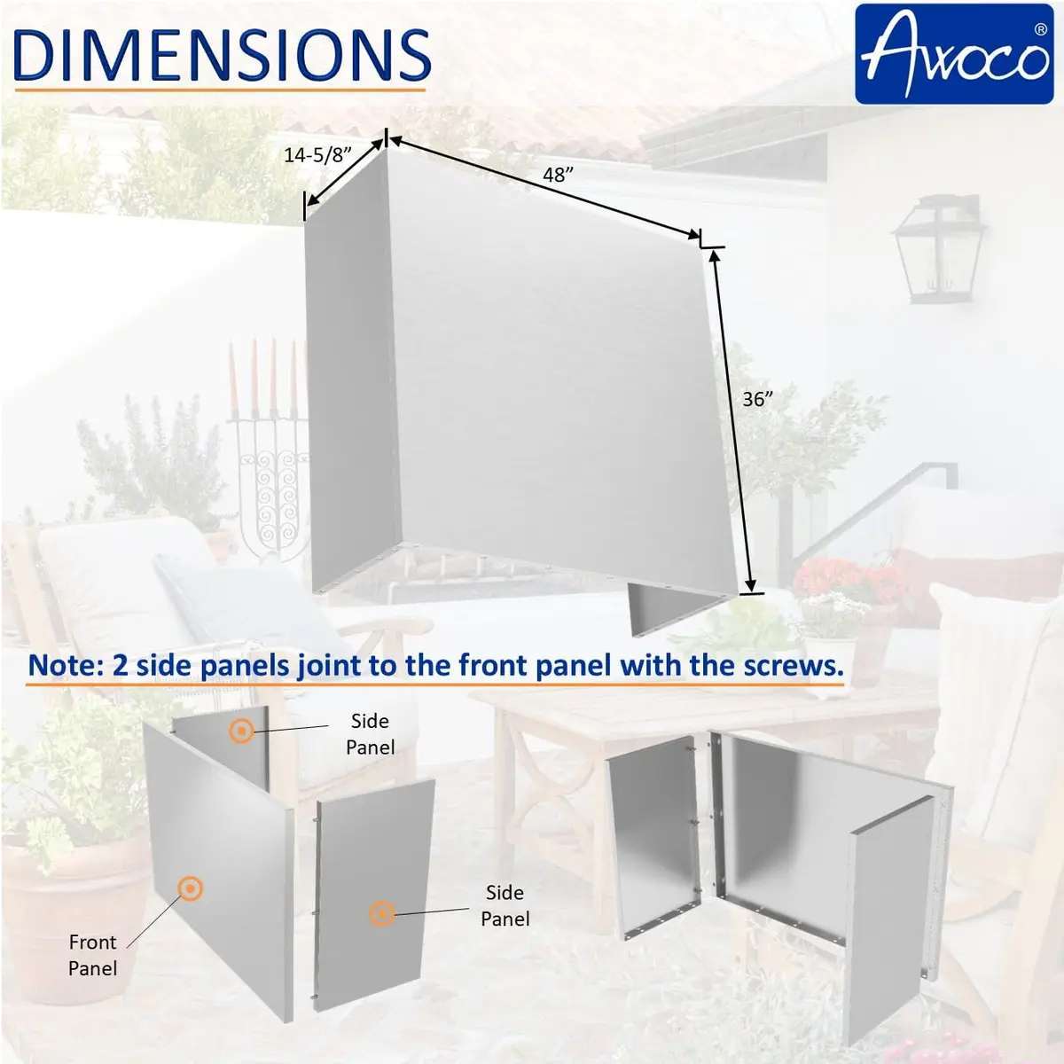 Awoco 48"W 17"H Outdoor BBQ Vent Hood with 36"H Chimney Cover | 2000CFM, 4 Speeds, Stainless Steel - view 9