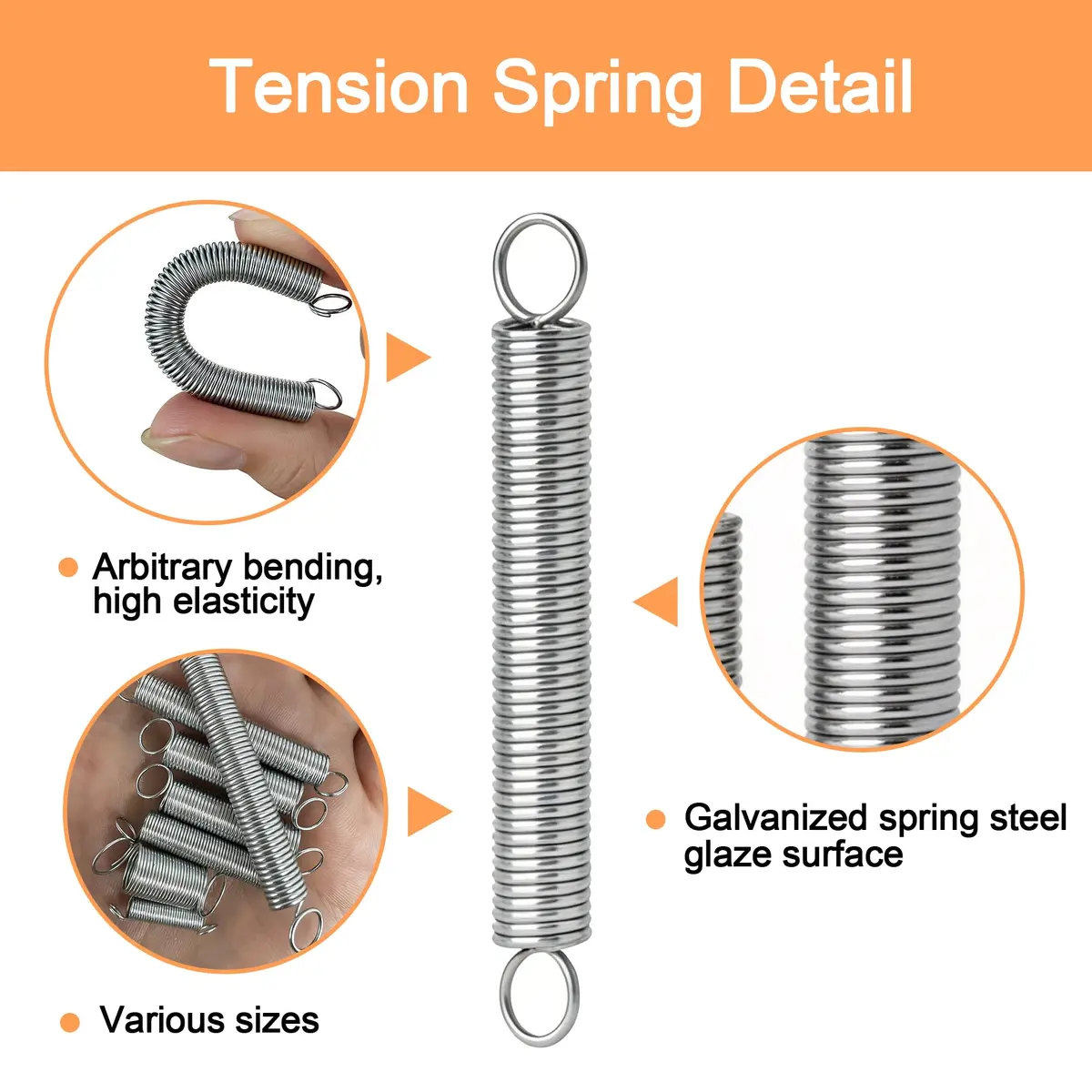 Dianrui 133-Piece Extension Spring Assortment Kit with Storage Box | 18 Sizes, Zinc Plated Steel - view 3