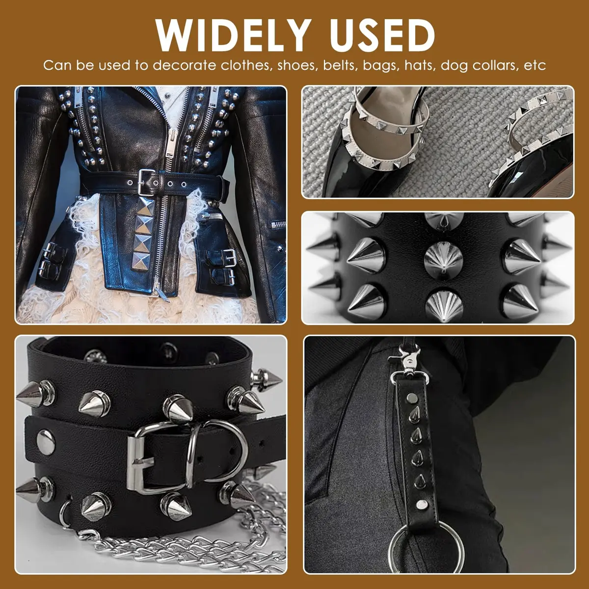 OWTWCNL Punk Spikes and Studs Kit 455Pcs | Metal Leathercraft Rivets for Jackets, Shoes, Wallets - view 5