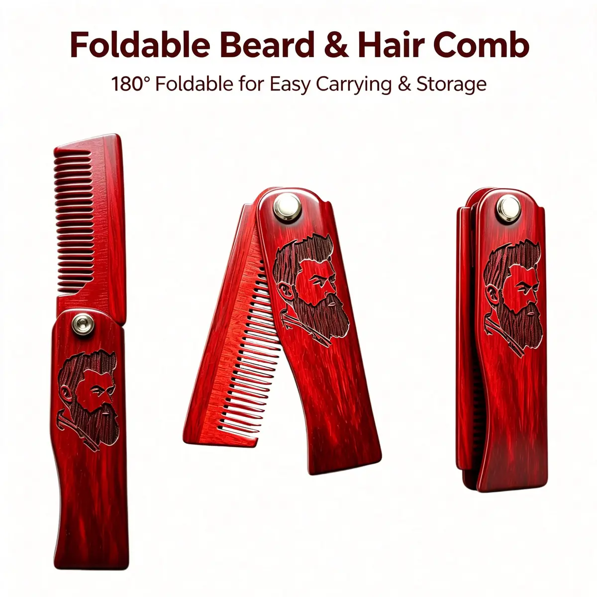 Sosoon Beard Brush Set for Men with 100% Boar Bristle Walnut Wood Brush, Foldable Comb & Scissors - view 6