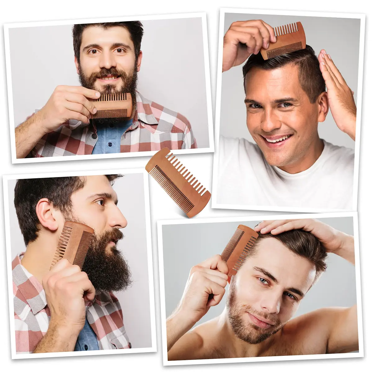 Sosoon Beard Brush Set for Men with 100% Boar Bristle Walnut Wood Brush, Foldable Comb & Scissors - view 7