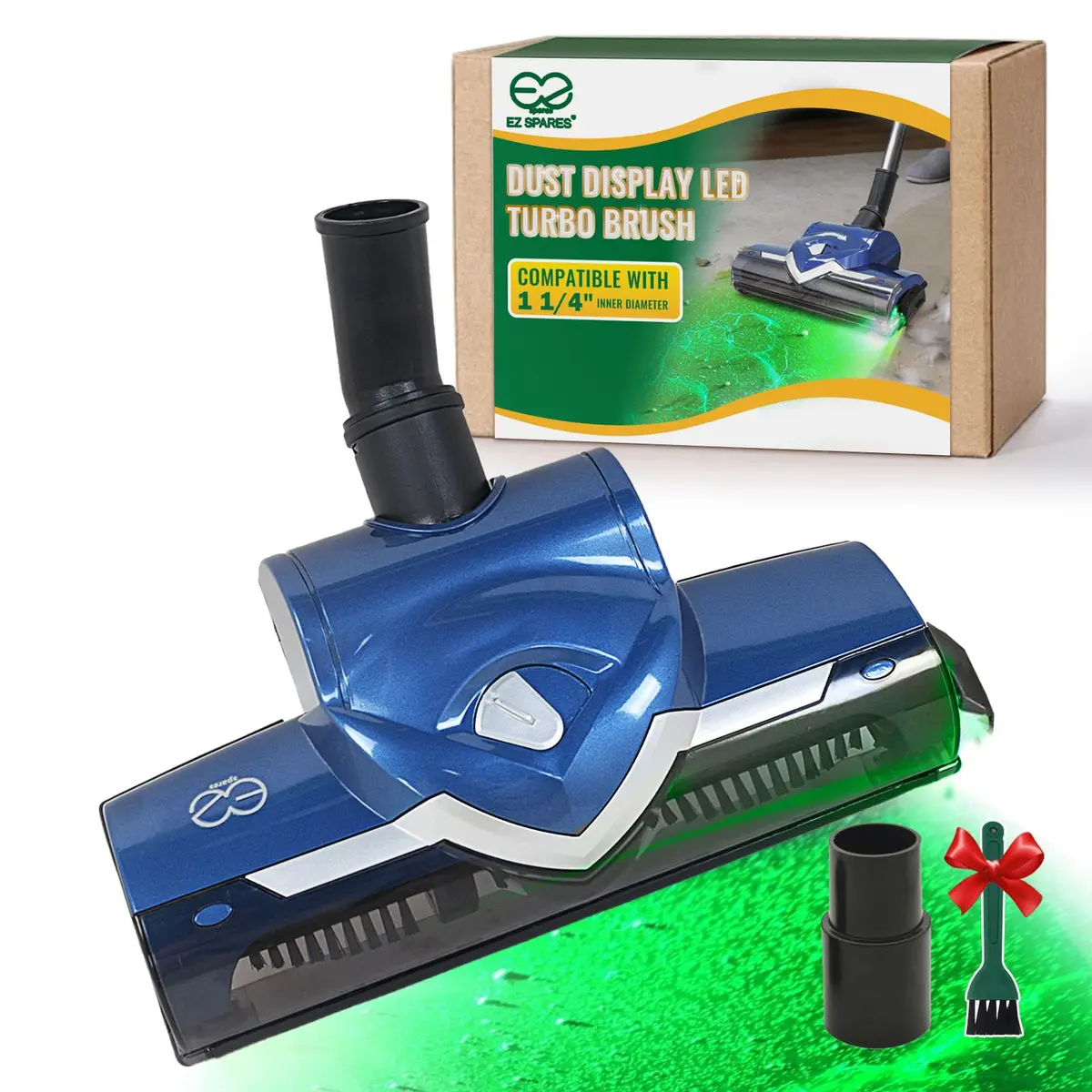 EZ SPARES Replacement Turbo Brush Head with Dust Display LED | Universal Vacuum Cleaner Brush Compatible with Most Brands (Blue) - main product image
