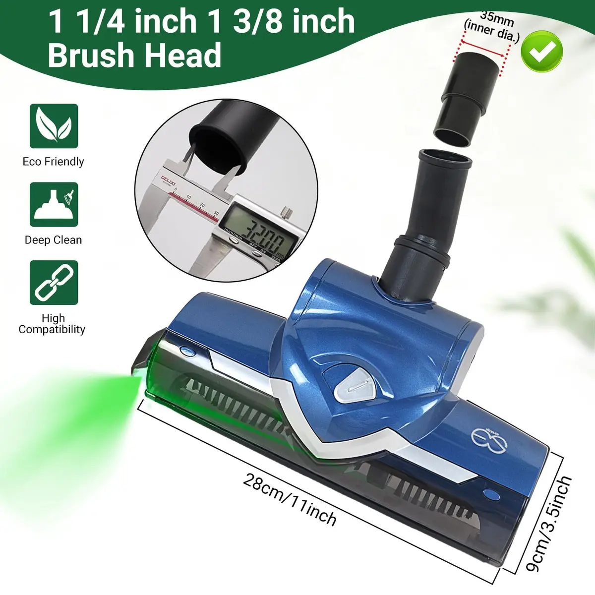 EZ SPARES Replacement Turbo Brush Head with Dust Display LED | Universal Vacuum Cleaner Brush Compatible with Most Brands (Blue) - view 8