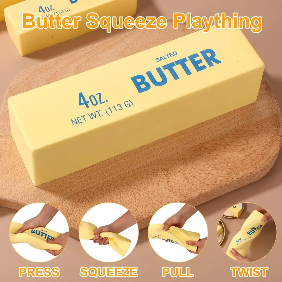 Lyreh Jumbo Butter Stick Squeeze Toy 23.5cm (9.25in) | Slow Rising PU Foam Toy for Stress Relief - view 4
