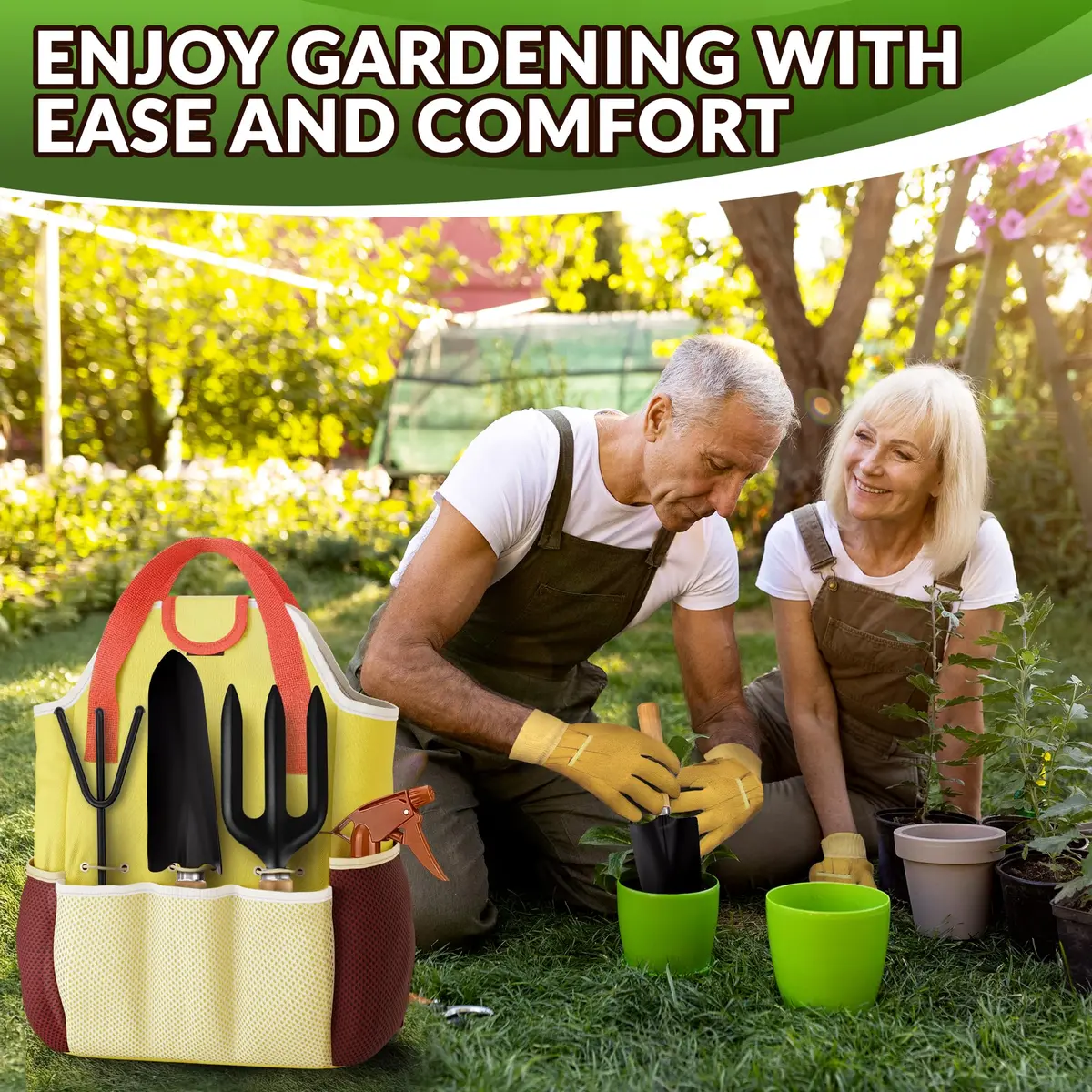 ZOKLU Gardening Tool Set for Women | Rust-Resistant Steel, 10-Piece with Tote Bag, Ergonomic Handles - view 8