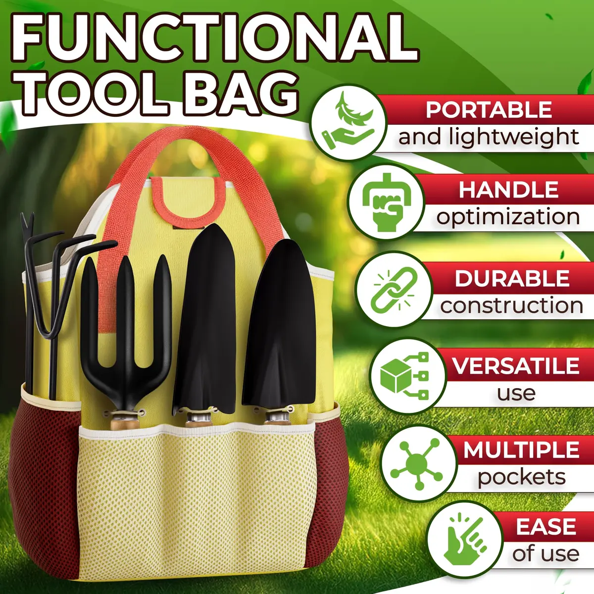 ZOKLU Gardening Tool Set for Women | Rust-Resistant Steel, 10-Piece with Tote Bag, Ergonomic Handles - view 4