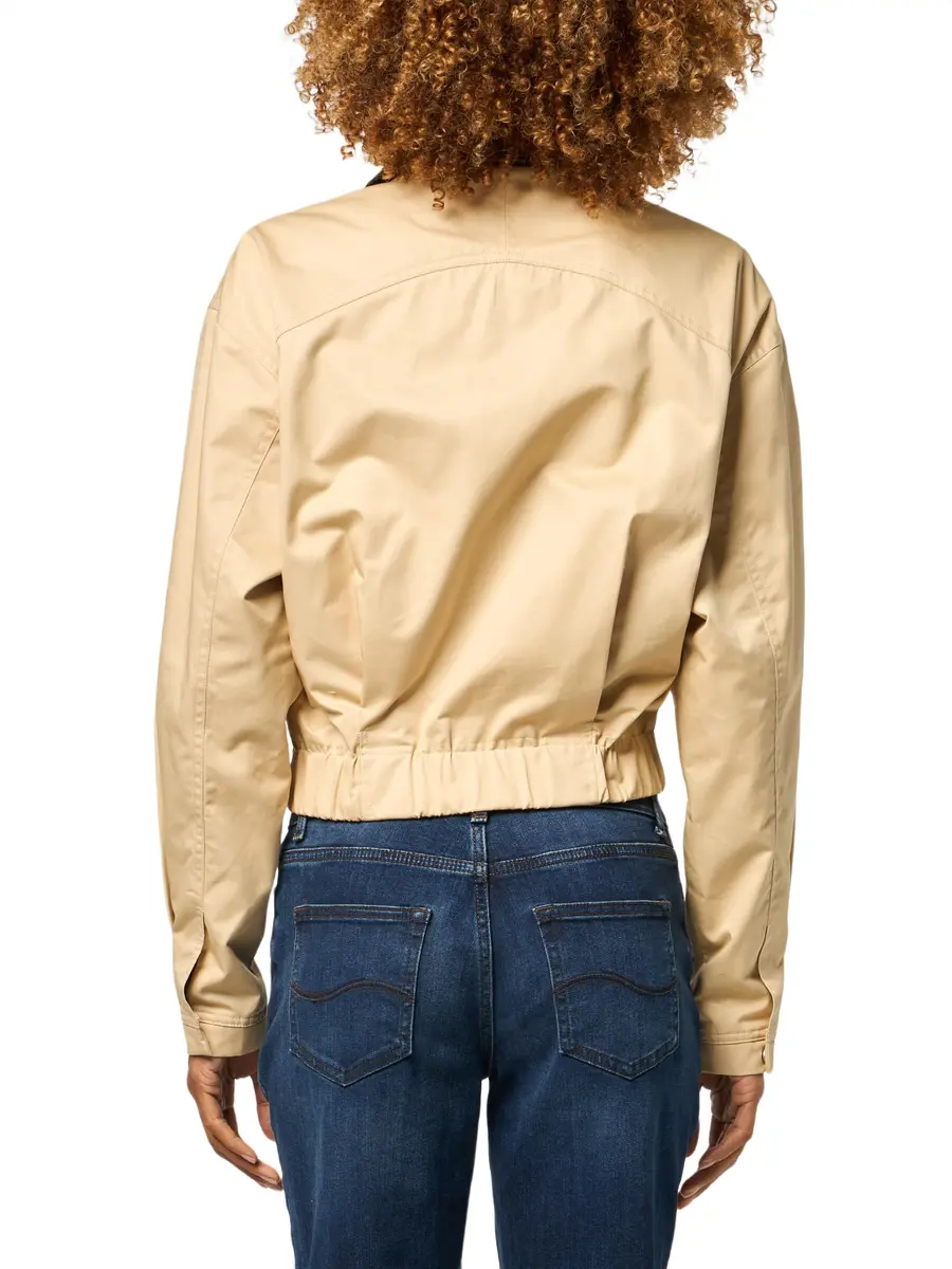 En Saison Women's Cecilla Zip Up Jacket, Khaki Brown, XS | Structured Fit with Faux Leather Collar - view 2