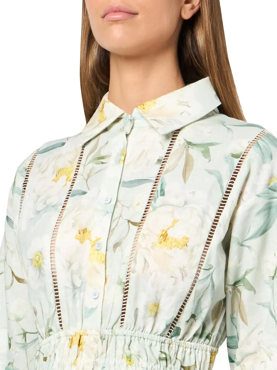 En Saison Women's Marlowe Mini Dress, Sage White Yellow | Floral Mini Dress with Elastic Waist - view 3