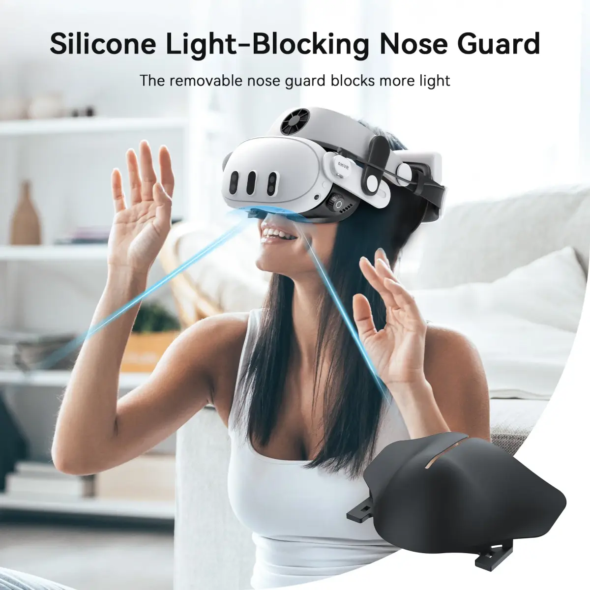 AMVR FC4L Facial Interface with Knob Adjustment for Meta Quest 3 — Black, 1-Pack | Improves Comfort & FOV - view 7