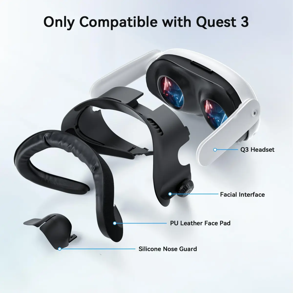 AMVR FC4L Facial Interface with Knob Adjustment for Meta Quest 3 — Black, 1-Pack | Improves Comfort & FOV - view 2