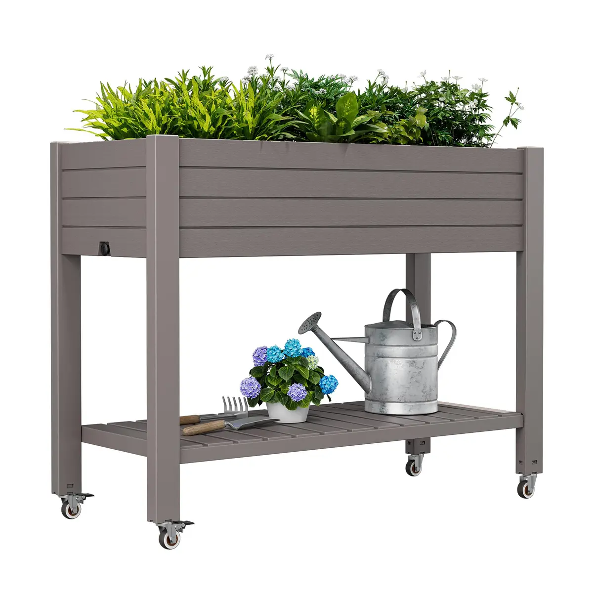 WTFGO Elevated Raised Garden Bed with Wheels, 33.7"h | Durable Resin Planter Box for Garden & Balcony - main product image