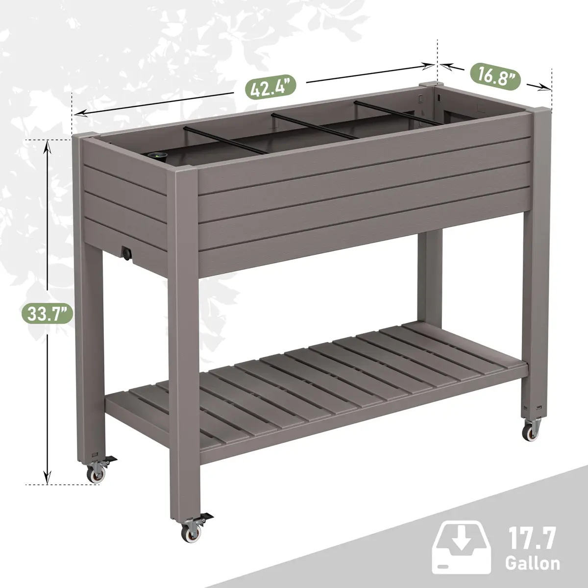 WTFGO Elevated Raised Garden Bed with Wheels, 33.7"h | Durable Resin Planter Box for Garden & Balcony - view 2