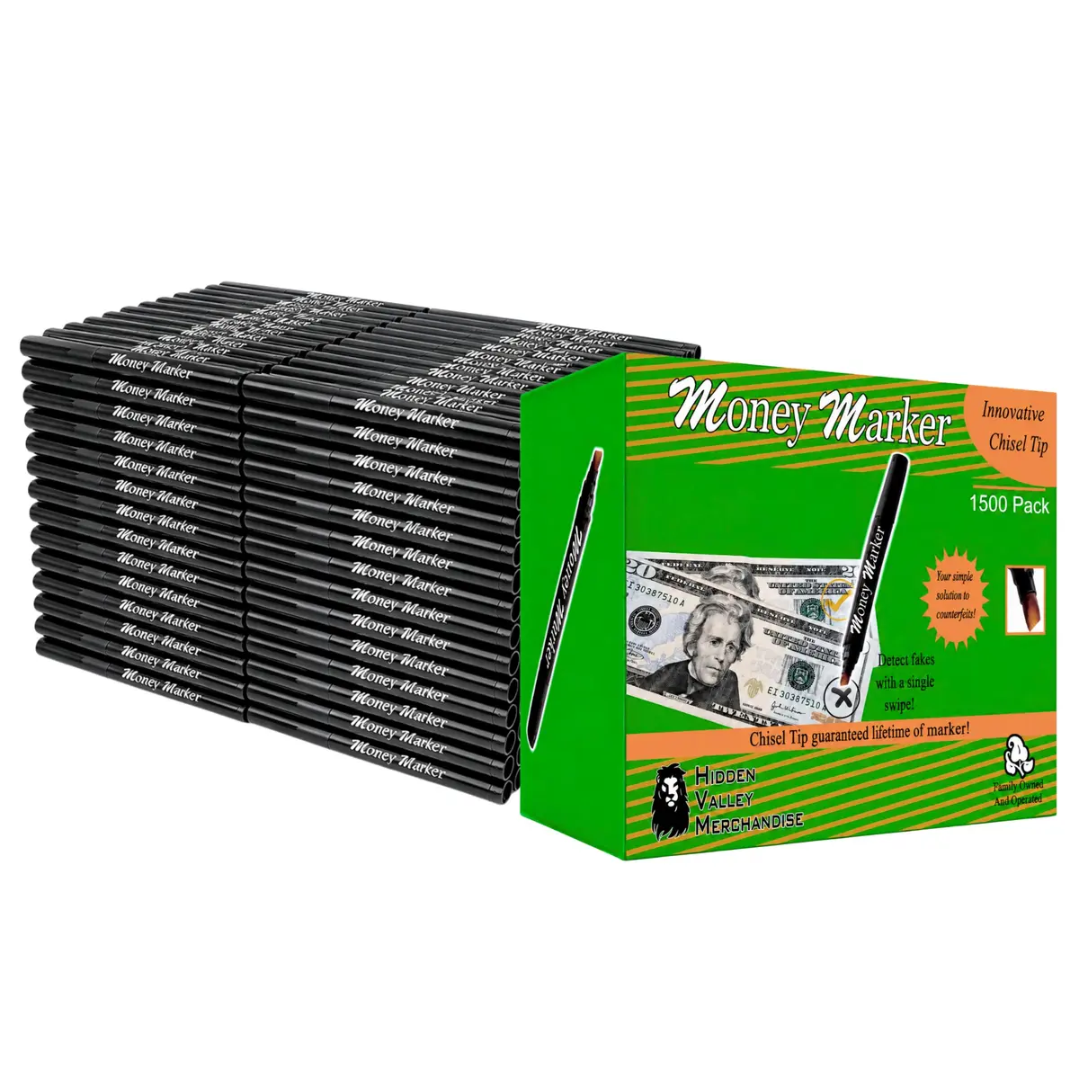 HVM Counterfeit Money Detector Pen (500 Pack) | Detect Fake Bills with Special Ink - main product image