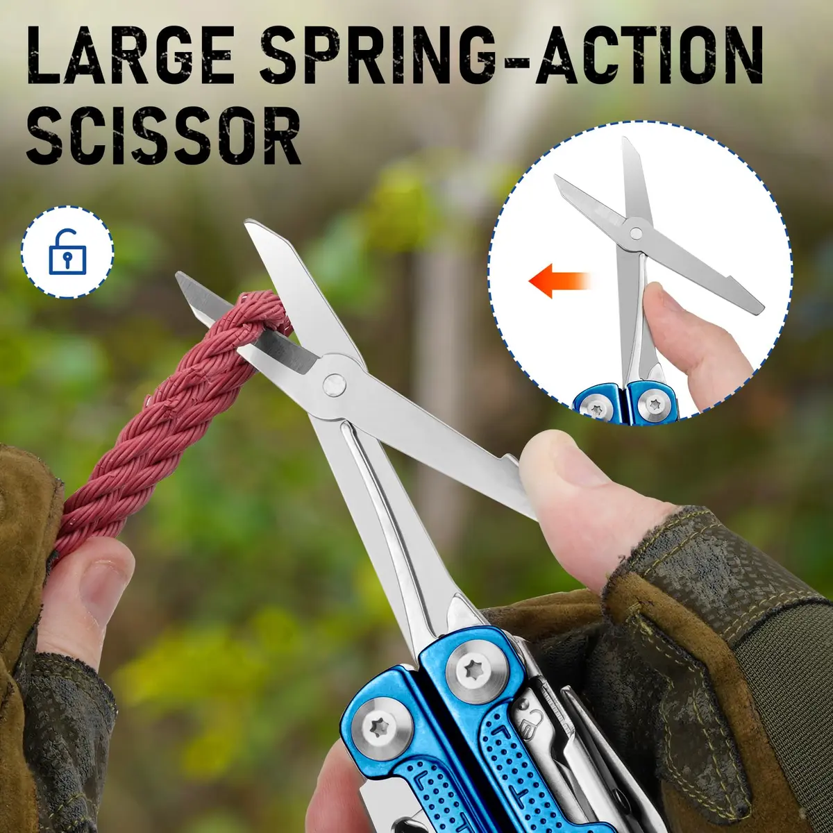 BIBURY Multitool Pliers with Blue Titanium Handle & 440A Knife | Durable & Versatile for Outdoor & DIY - view 6