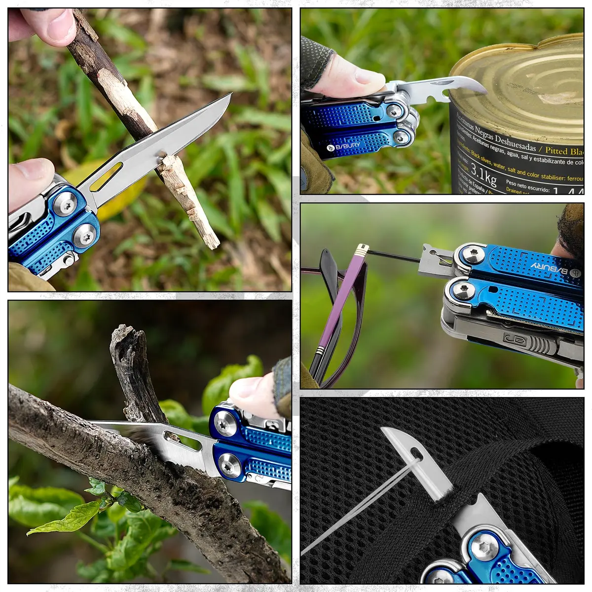 BIBURY Multitool Pliers with Blue Titanium Handle & 440A Knife | Durable & Versatile for Outdoor & DIY - view 8