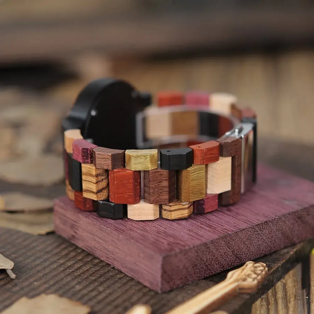 BOBO BIRD Custom Wood Watch for Women & Men | Natural Wood & Mixed Materials, Week & Date Display - view 6