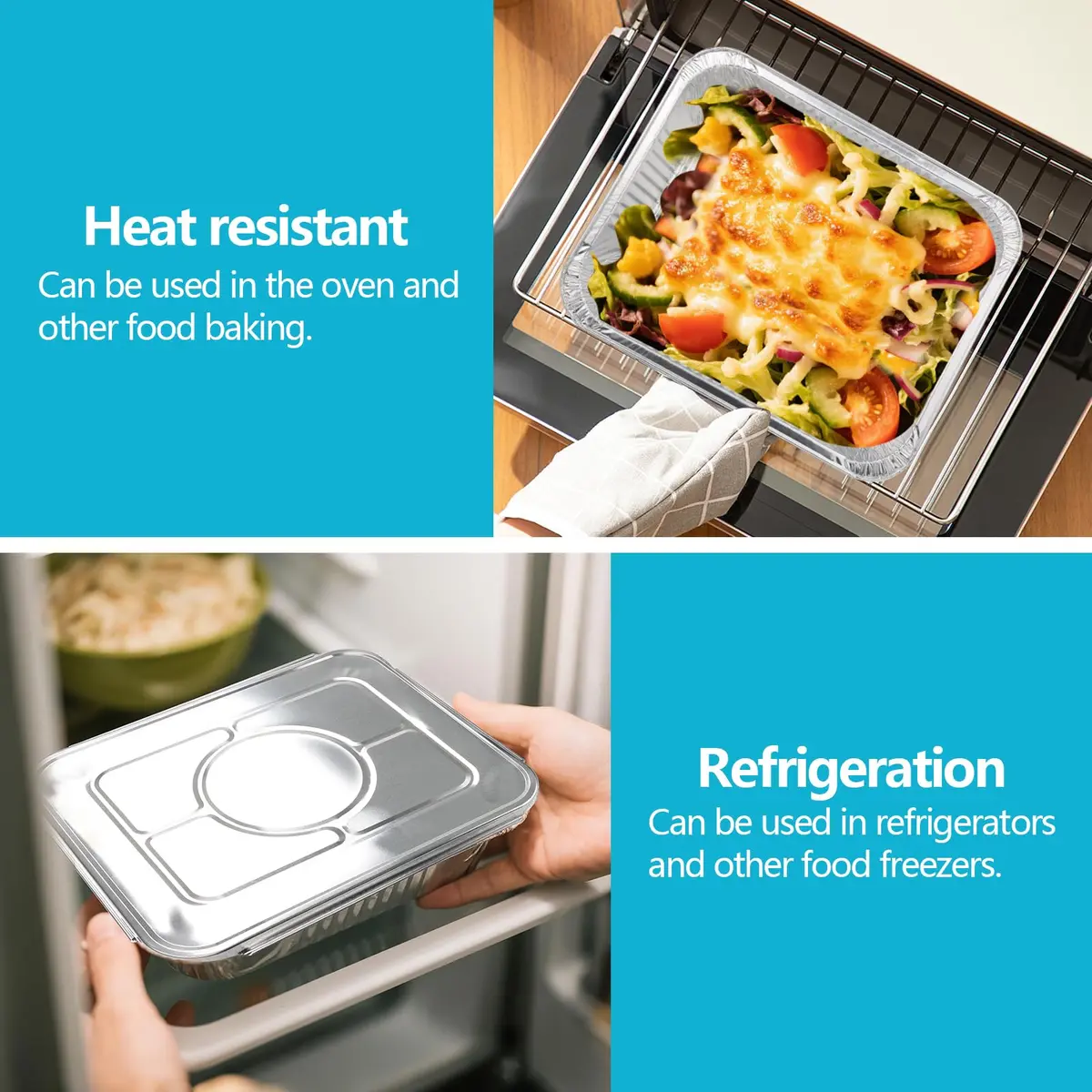 WAWINY 9x13 Thickened Aluminum Foil Pans 20 Pack | Extra Deep Disposable Roasting & Baking Pans - view 6