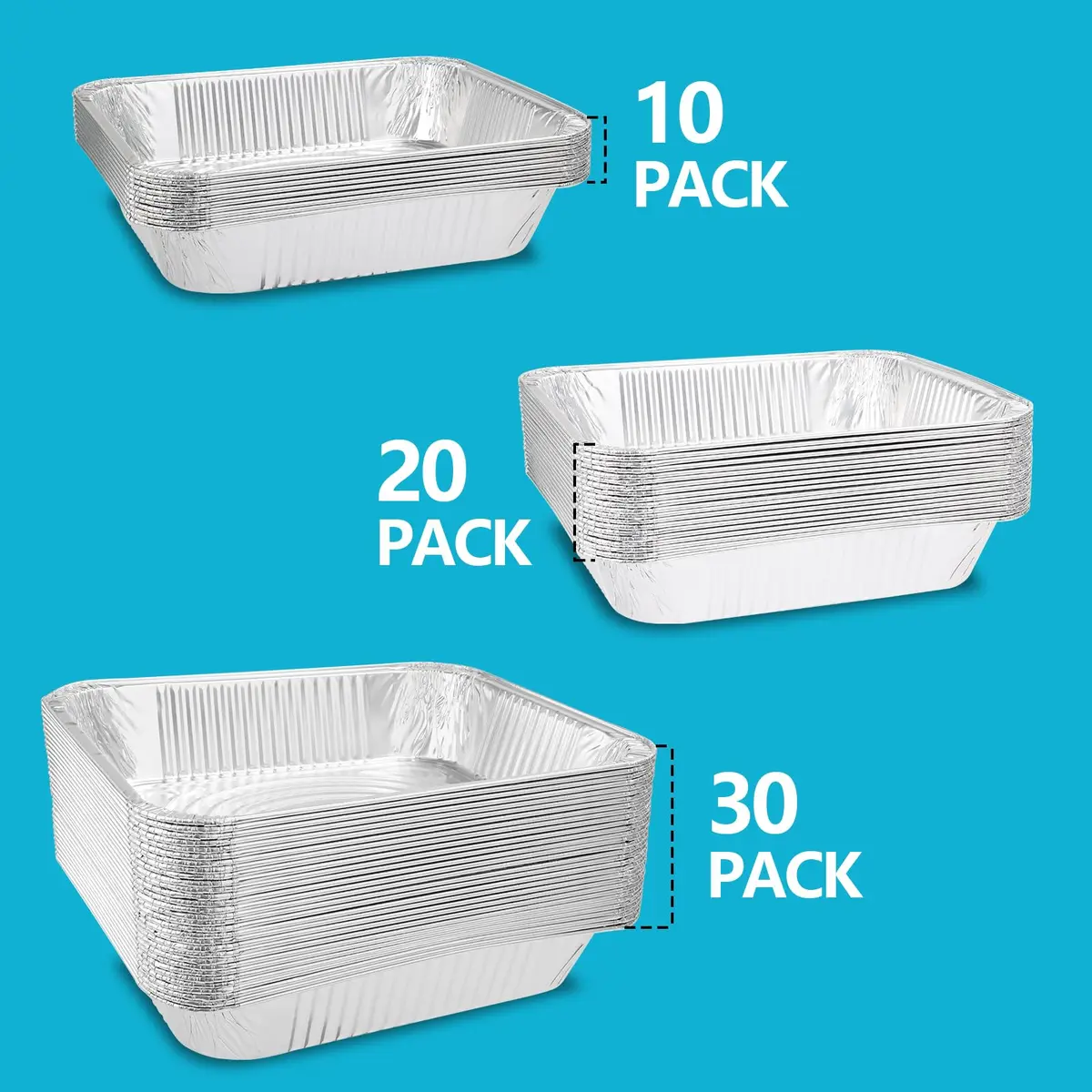 WAWINY 9x13 Thickened Aluminum Foil Pans 20 Pack | Extra Deep Disposable Roasting & Baking Pans - view 3