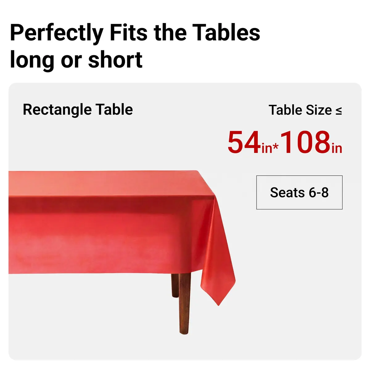 Auros 10-Pack Red Plastic Tablecloths 54x108 | Waterproof, Disposable, Fits 6-8FT Tables - view 8