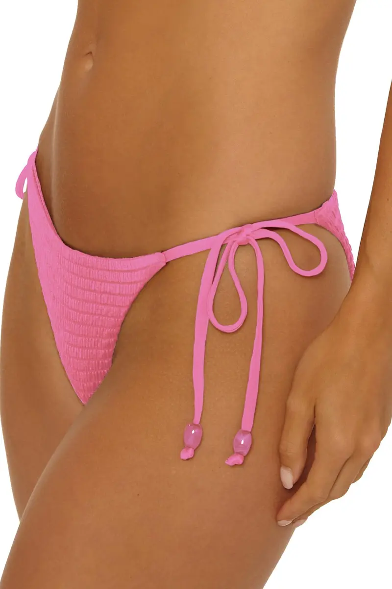 ISABELLA ROSE Maza - Women's Tie Side Bikini Bottom, Cheeky Coverage, Swimwear Separates for Women, Rosy, Medium | Adjustable Side Ties - view 2