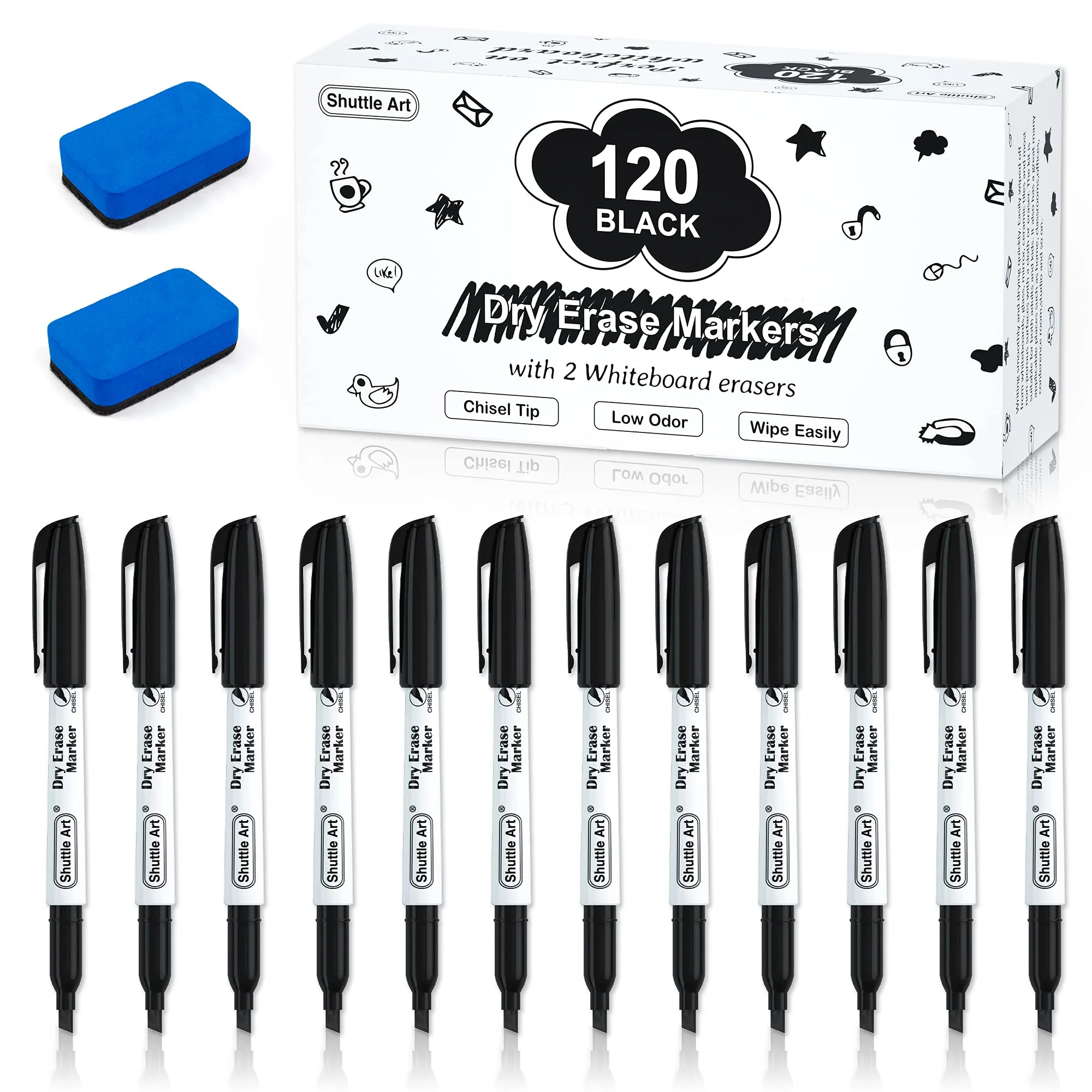 Shuttle Art Multicolor Dry Erase Markers | Bulk Pack for Students & Office - main product image