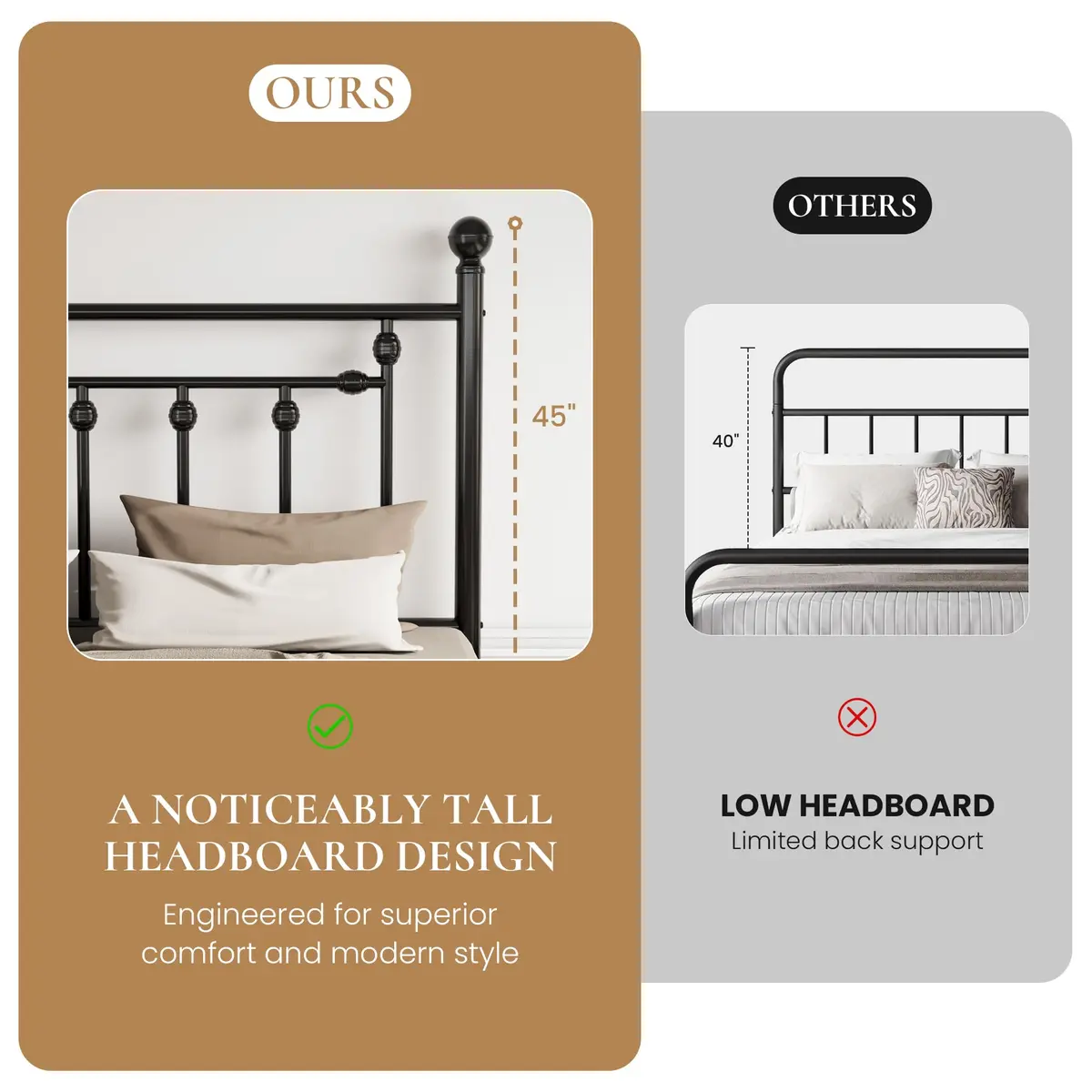 SHA CERLIN Twin Size Metal Bed Frame 14" | Noise-Free Steel Mattress Foundation in Black - view 4