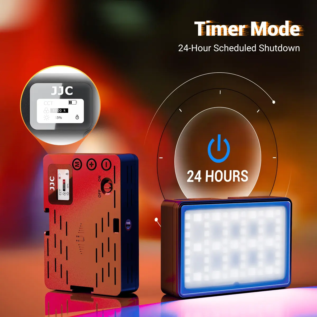 JJC Camera Continuous Light RGB LED Flash for Sony ZV-1F & More | Rechargeable 2600mAh Battery, 24 Scene Modes, Cold Shoe Mounts - view 6