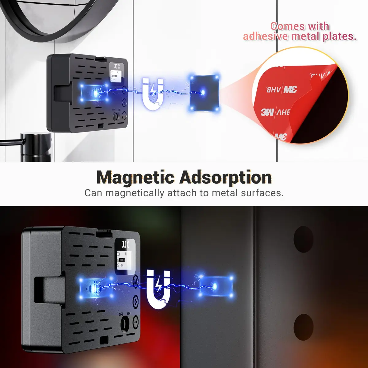 JJC Camera Continuous Light RGB LED Flash for Sony ZV-1F & More | Rechargeable 2600mAh Battery, 24 Scene Modes, Cold Shoe Mounts - view 7