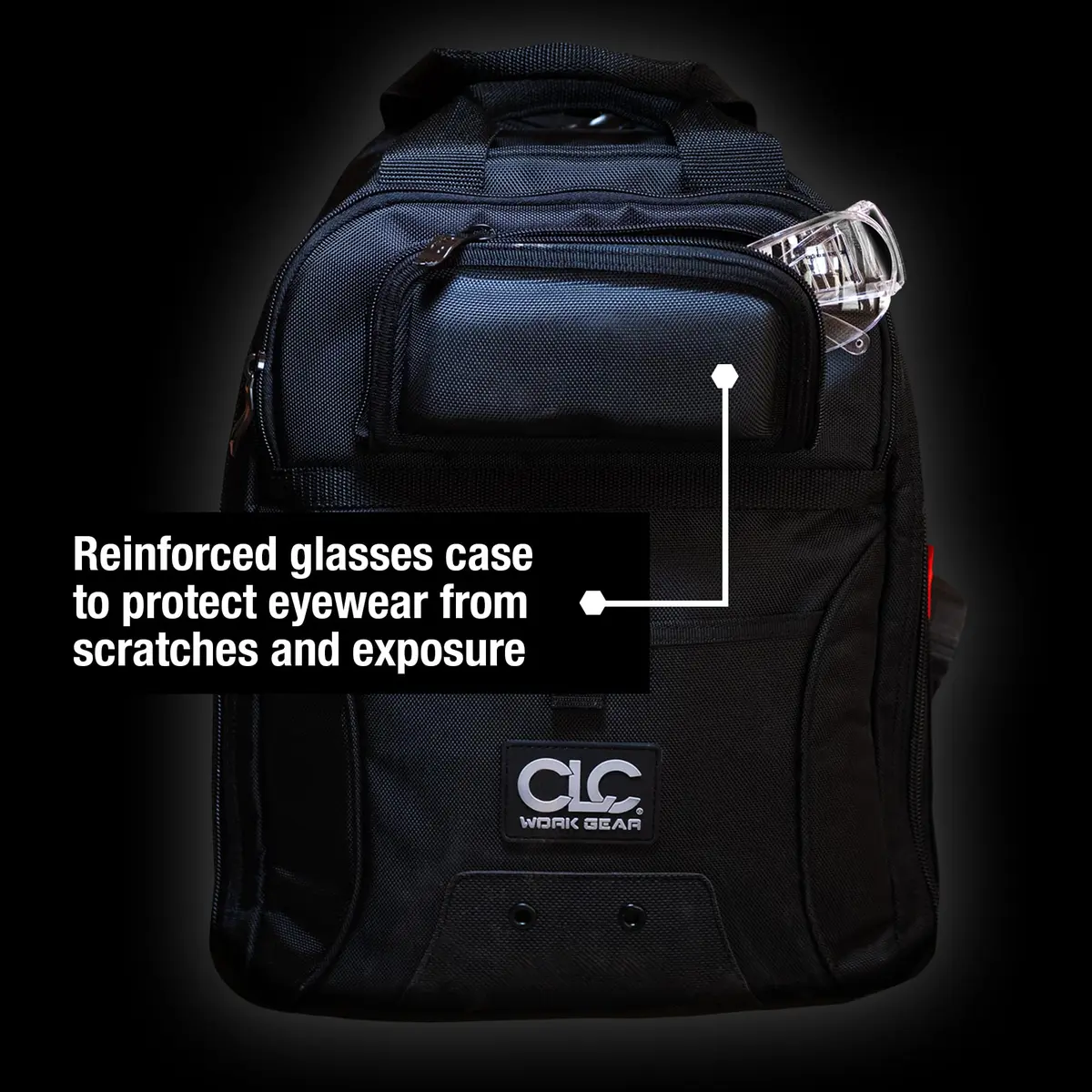 Custom Leathercraft 36-Pocket Tool Backpack Heavy-Duty Ballistic Polyester with Laptop Compartment & Reinforced Glasses Case - view 4