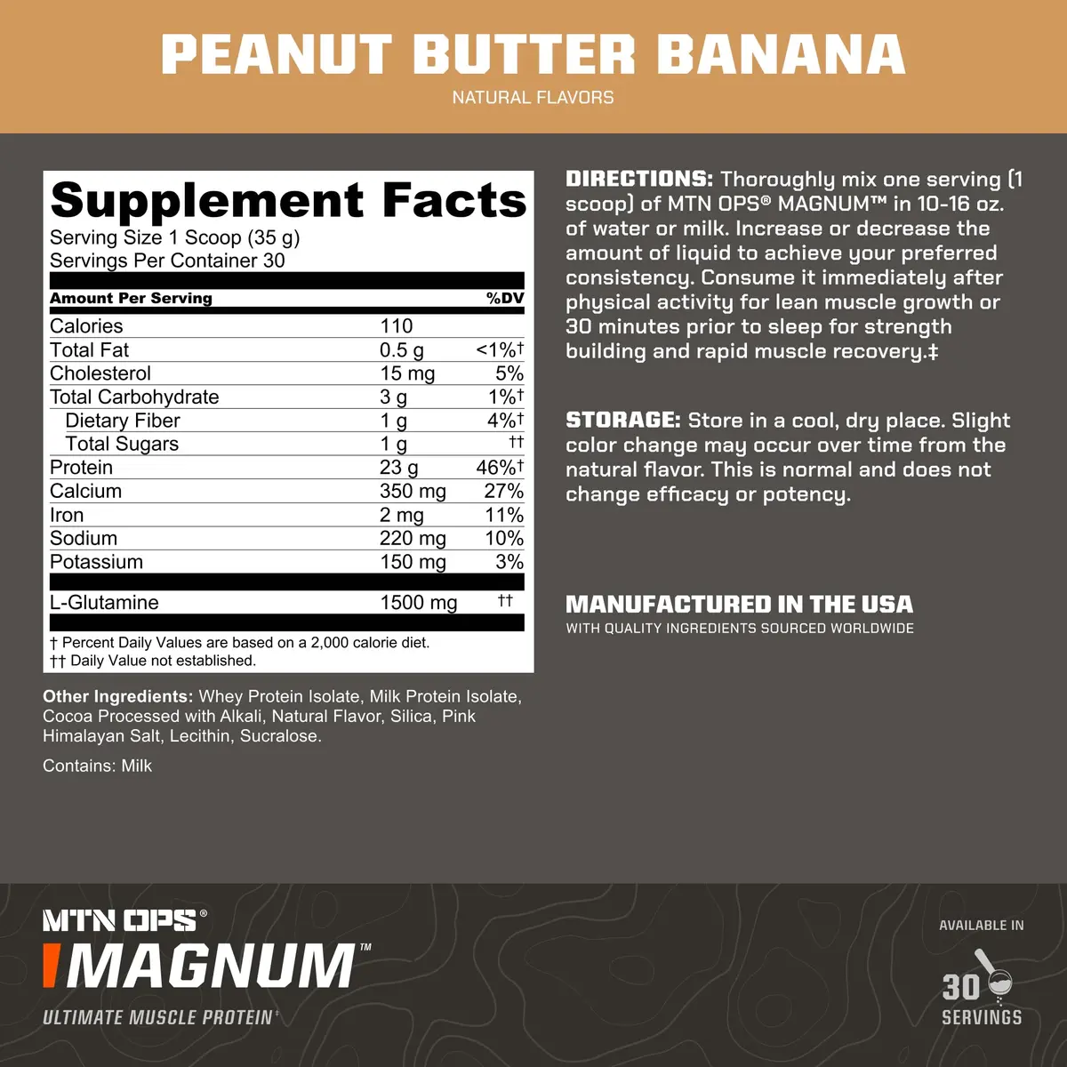 MTN OPS Magnum Whey Protein Powder, Peanut Butter Banana | 2.11 lb | Supports Lean Muscle & Recovery - view 3