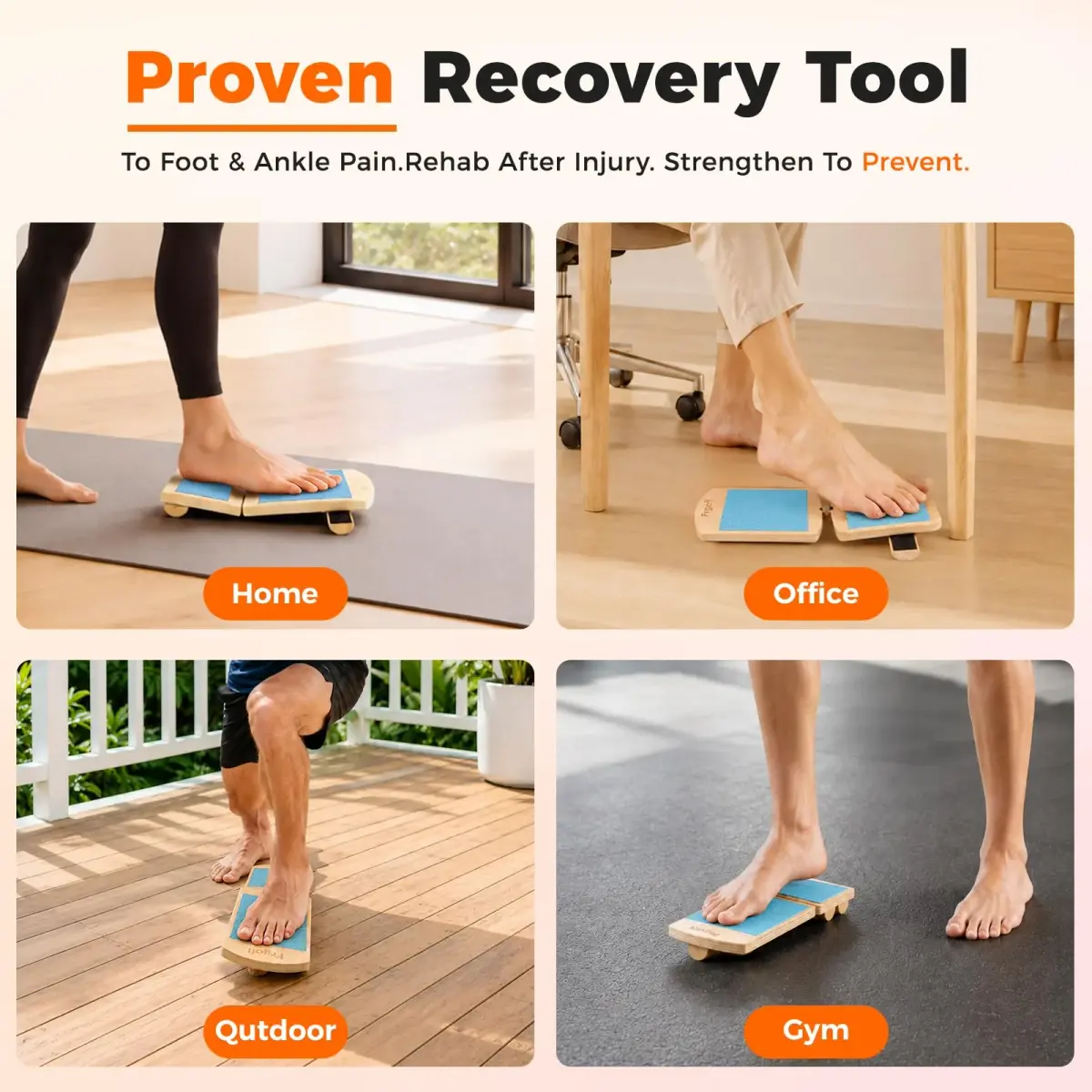 Frgofl Adjustable Balance Board for Ankle Strengthening & Stability, Blue | 32.5cm (13 inch) Rocker Board for Rehab & Standing Desk Use - view 5