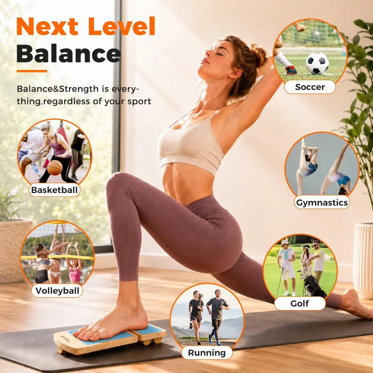 Frgofl Adjustable Balance Board for Ankle Strengthening & Stability, Blue | 32.5cm (13 inch) Rocker Board for Rehab & Standing Desk Use - view 4