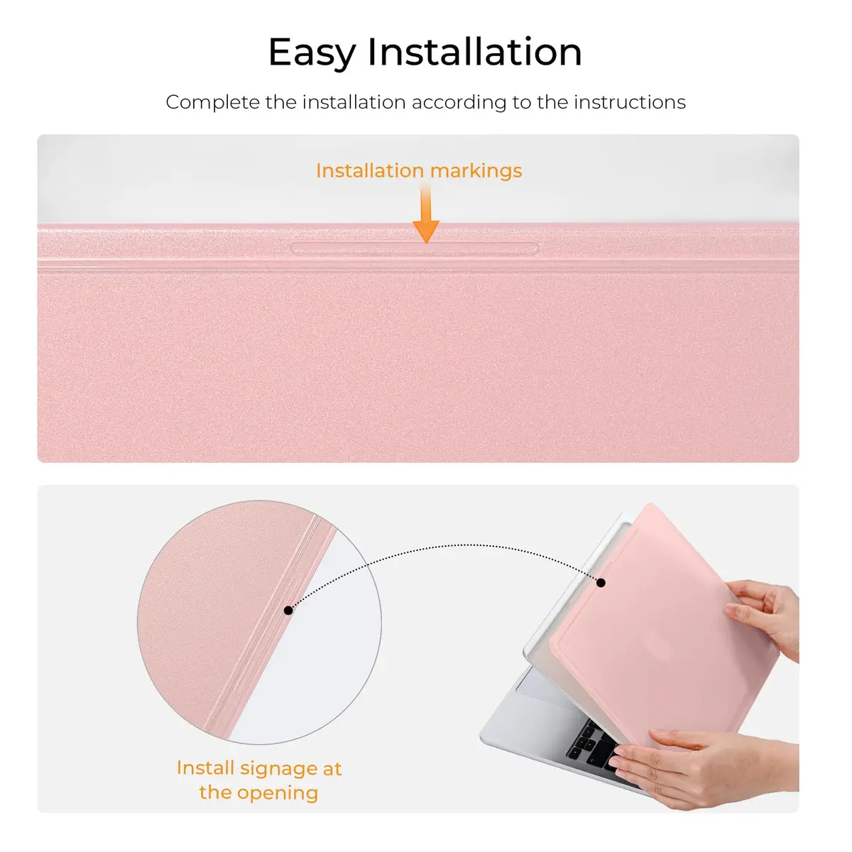 EooCoo Reinforced Anti-Crack Case for MacBook Air 13.6 inch M5-M2 Chip (2022-2026 Models) | Pink Matte Hard Shell with Shockproof Corners - view 8