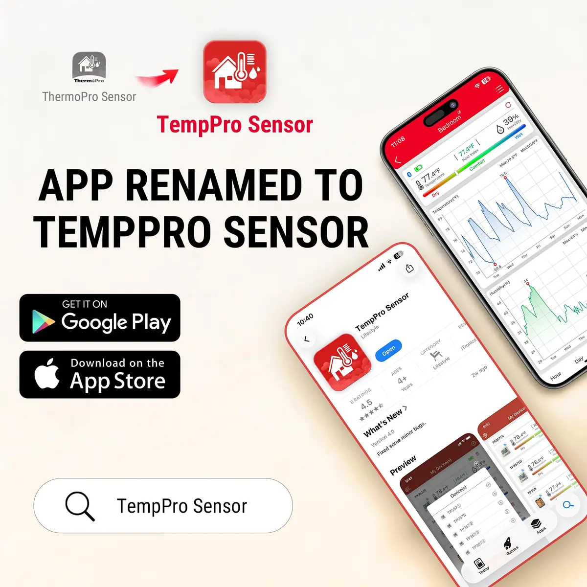 TempPro TempAir Digital Hygrometer & Thermometer 3 Pack | Indoor & Outdoor Monitoring - view 4