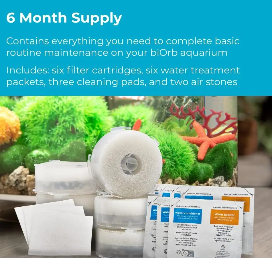 biOrb Service Kit Value Pack 6 Months | Aquarium Care Essentials with 6 Filter Cartridges & Water Treatments (110c) - view 3