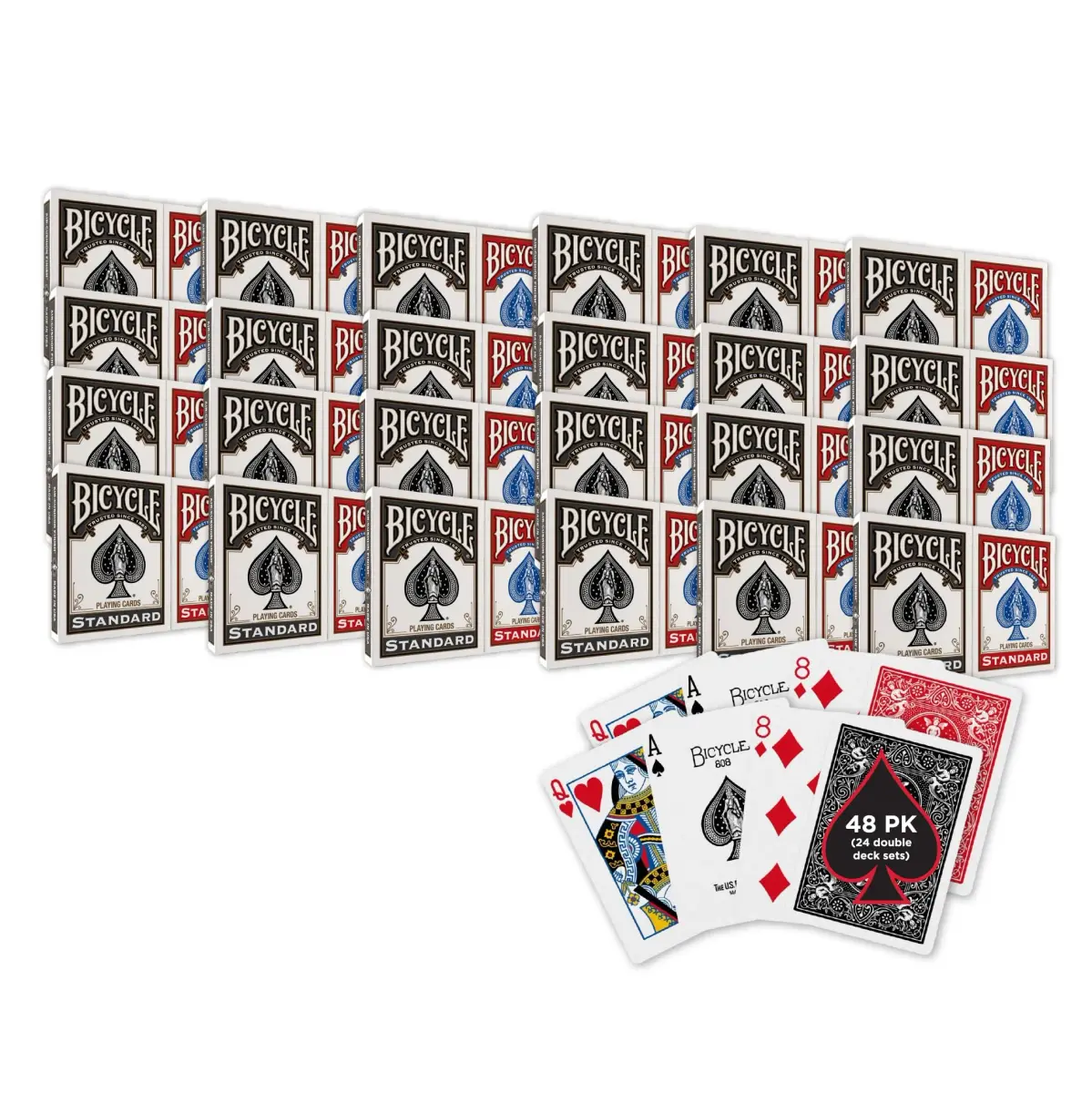 Bicycle 48-Pack Red & Black Rider Back Playing Cards | Standard Index, USA-Made - main product image