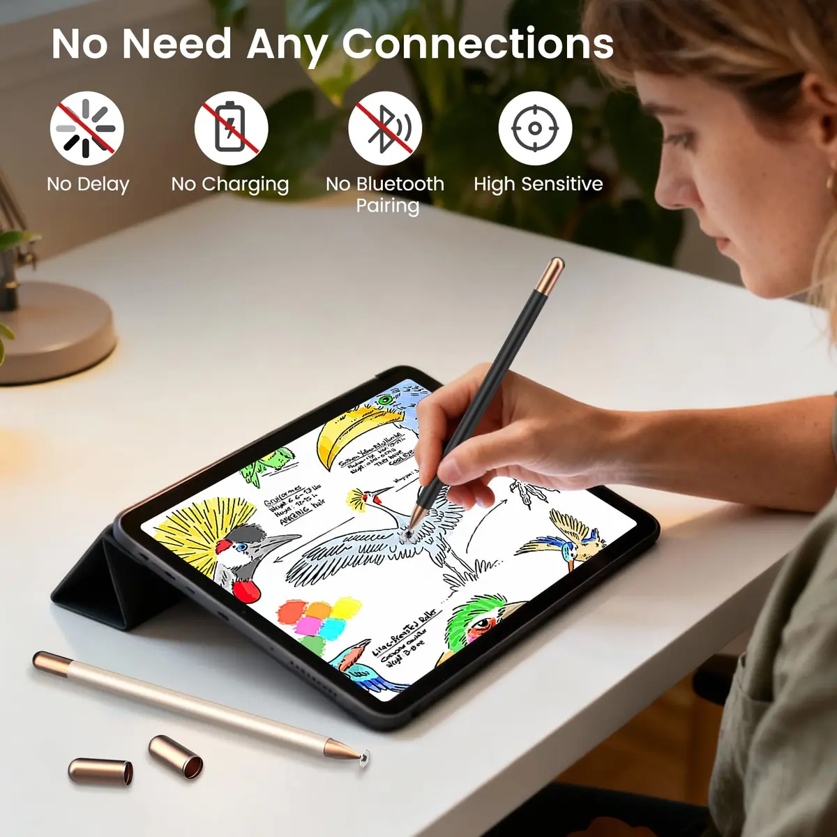 STYLUSHOME Universal Stylus Pens 2-Pack (Black/Gold) | High Precision Sensitivity for All Touch Screens - view 5