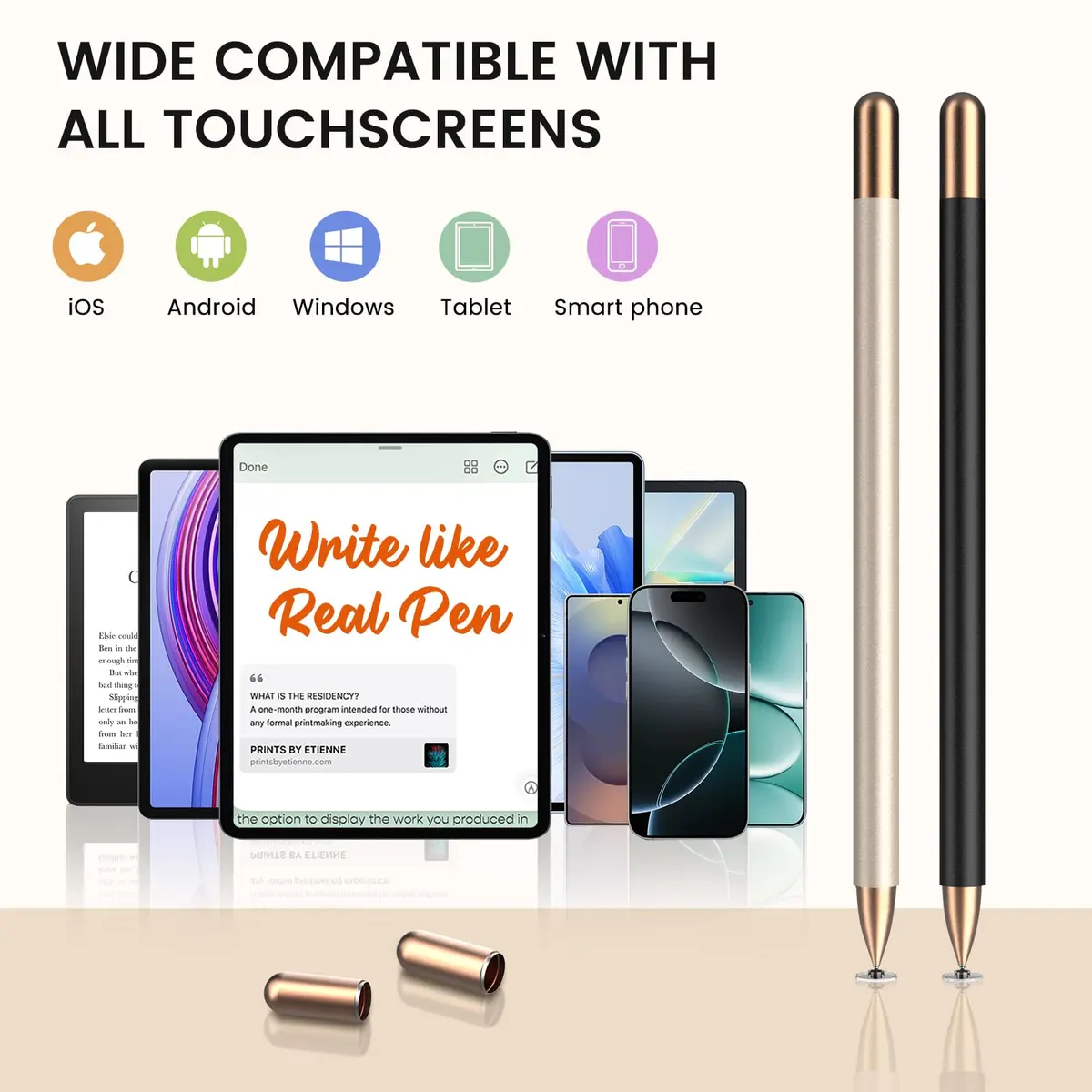 STYLUSHOME Universal Stylus Pens 2-Pack (Black/Gold) | High Precision Sensitivity for All Touch Screens - view 8