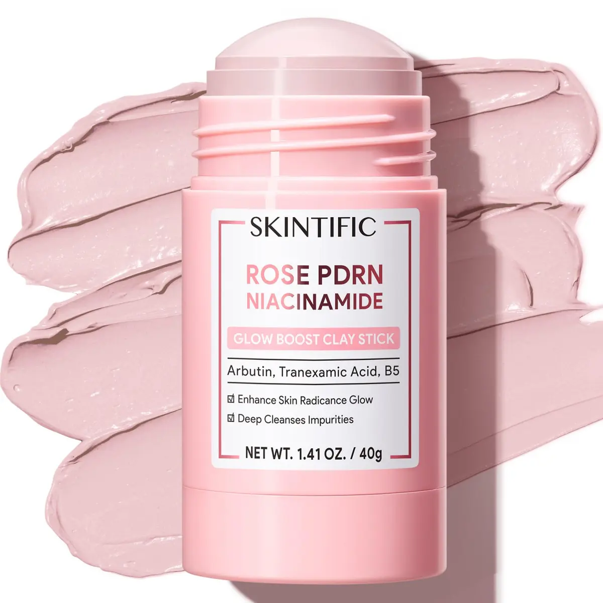 SKINTIFIC Rose PDRN Clay Mask Stick with Niacinamide & Alpha-Arbutin 30g (1.06 oz) | Deep Pore Cleansing for Oily & Dull Skin - main product image