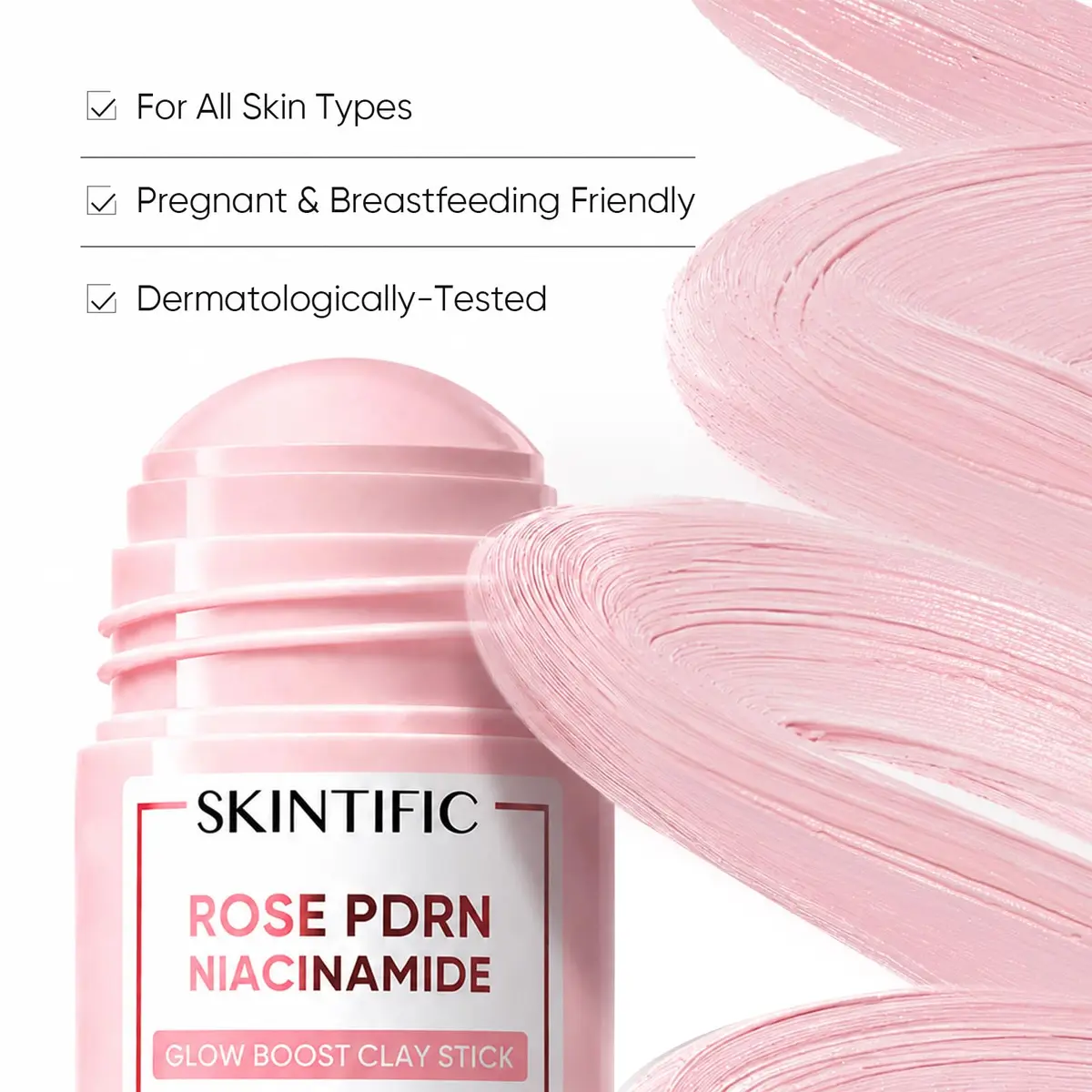 SKINTIFIC Rose PDRN Clay Mask Stick with Niacinamide & Alpha-Arbutin 30g (1.06 oz) | Deep Pore Cleansing for Oily & Dull Skin - view 6