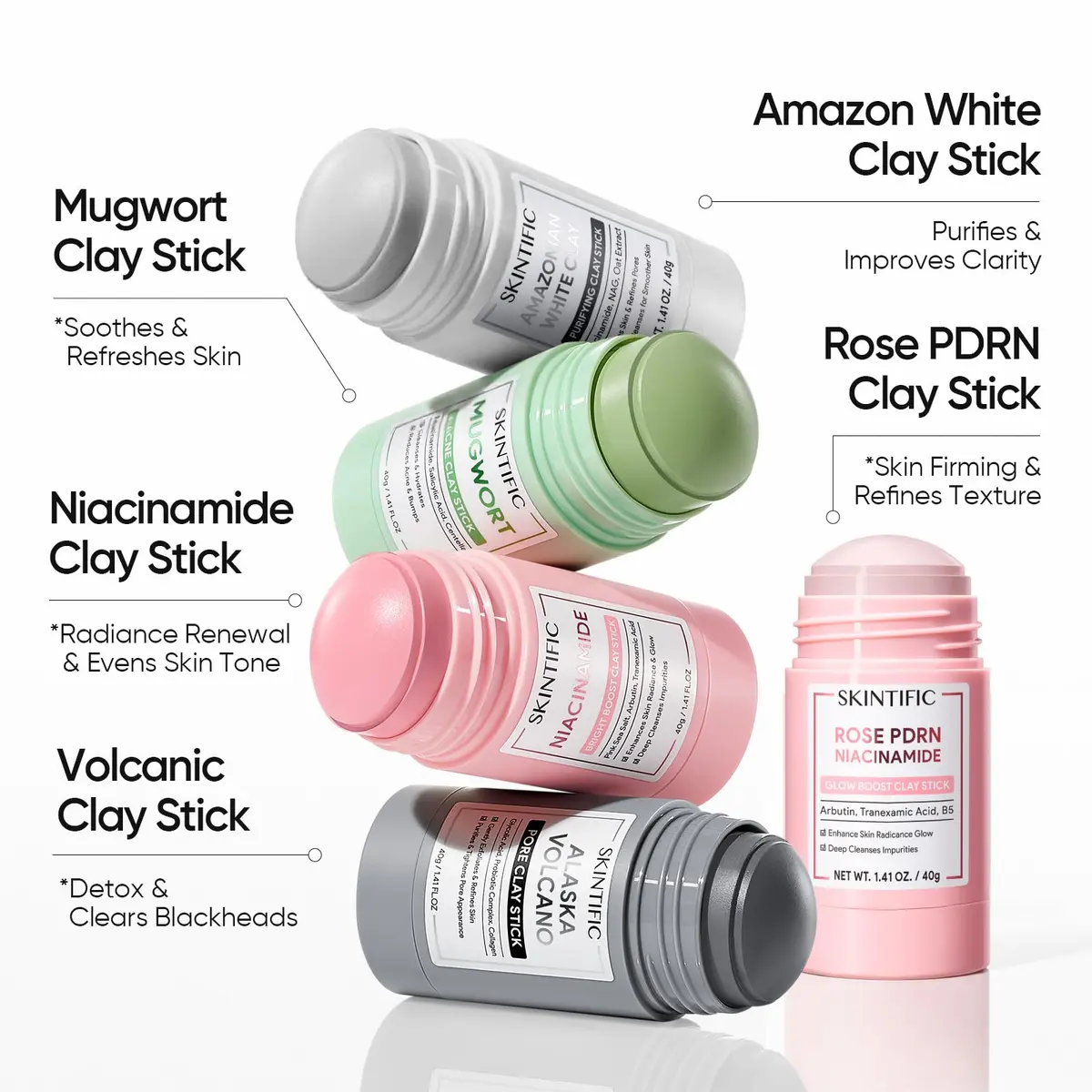 SKINTIFIC Rose PDRN Clay Mask Stick with Niacinamide & Alpha-Arbutin 30g (1.06 oz) | Deep Pore Cleansing for Oily & Dull Skin - view 9