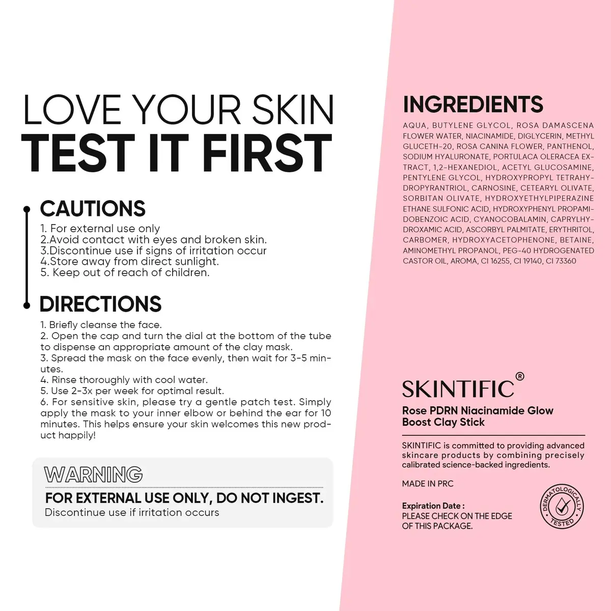 SKINTIFIC Rose PDRN Clay Mask Stick with Niacinamide & Alpha-Arbutin 30g (1.06 oz) | Deep Pore Cleansing for Oily & Dull Skin - view 2