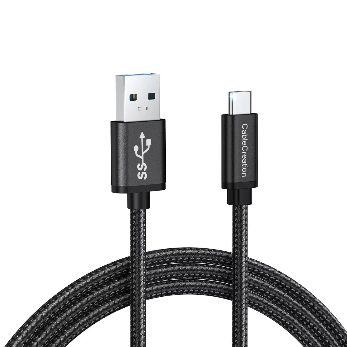 CableCreation Braided Black USB A to USB C Cable 1.5m (5FT) | 10Gbps Data & 60W Charging - main product image